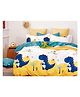 BHAIJI BEDSHEETS Glace Cotton Bed Sheet Double Bed With 2 Pillow Covers Kids Cartoon Prints - Yellow Dinosaurs
