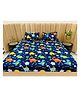 BHAIJI BEDSHEETS Glace Cotton Bed Sheet Double Bed With 2 Pillow Covers Kids Cartoon Prints - Blue Dino