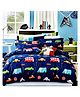 BHAIJI BEDSHEETS Glace Cotton Bed Sheet Double Bed With 2 Pillow Covers Kids Cartoon Prints - Bus Car