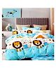 BHAIJI BEDSHEETS Glace Cotton Bed Sheet Double Bed With 2 Pillow Covers Kids Cartoon Prints - Lion Rabbit