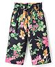 CrayonFlakes Cotton Floral Printed Belted Palazzo - Navy Blue