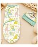 Polka Tots Cotton Newborn Premium Quality Weft Knitted Cotton Swaddle Wrap With Cap | Soft, Breathable & Cozy Fit  Jungle Print (06 Months, White & Blue)