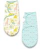 Polka Tots Cotton Newborn Weft Knitted Cotton Pack of 2 Swaddle Wrap | Soft, Breathable & Cozy Fit Jungle & Wave Print (06 Months)