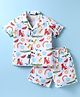 JASH KIDS Cotton Woven Half Sleeves Co-ords Shirt & Shorts Set with Jungle Theme Print - White