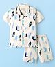 JASH KIDS Cotton Woven Half Sleeves Printed Shirt & Shorts Co-Ord Set - Navy Blue & White