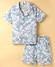 JASH KIDS Cotton Woven Half Sleeves Co-ords Shirt & Shorts Set With Tropical Theme Print - Light Blue