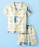JASH KIDS Cotton Woven Half Sleeves Shirt & Shorts Co-Ord Set With Leaf Print - Green
