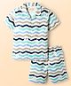 JASH KIDS Cotton Woven Half Sleeves Shirt & Shorts Co-Ord Set With Boat Print - Blue
