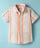 JASH KIDS Cotton Woven Half Sleeves Striped Shirt - Orange