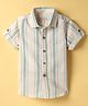 JASH KIDS Cotton Woven Half Sleeves Striped Shirt - Green