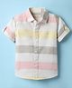 JASH KIDS Cotton Woven Half Sleeves Striped Shirt - Pink
