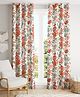 Trance Home Linen Floral Printed 9 Feet 100% Cotton Living Room Bedroom Door and Windows Curtain (Huvu Red Set 2,9Ft)