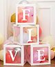 Shopperskart Five Balloon Box 5th Birthday Decorations Kit  Transparent Letter Balloon Box is Perfect for Fifth Birthday Decoration -pack of 4 - White
