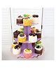 Party Anthem 3 Tier Gold Foil Scalloped Cardboard Cupcake Stand - Purple