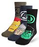 Pine Kids Marvel Knit Antibacterial Socks With Avengers Graphics Pack Of 3 -  Black Navy Blue & Brown