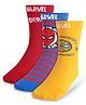 Pine Kids Knit Antibacterial Socks With Spider Man Graphics Pack Of 3 - Red Yellow & Blue