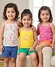 Babyhug 100% Cotton Knit Singlet Sleeves Animal & Floral Printed Slips Pack of 3 - Yellow White & Pink
