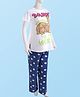 Bella Mama Disney Cotton Knit Half Sleeves Nursing Night Suit with Bambi Graphics - White