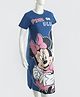 Bella Mama Disney Cotton Knit Half Sleeves Nighty With Minnie and Mickey Graphics - Navy Blue