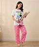 Bella Mama Disney Cotton Knit Half Sleeve Nursing Night Suit with Minnie Mouse Graphics - Pink & White
