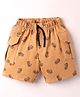 Evimo Single Jersey Knit Knee Length Shorts with Cool Theme Text Print - Tan