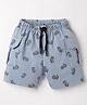 Evimo Single Jersey Knit Knee Length Shorts with Cool Theme Text Print - Light Blue