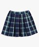 Campana 100% Cotton Checked Skirt - Navy & Turquoise Blue