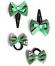 Ribbon candy Bow Designed Pearls Embellished Snap Clips & Rubber Bands Set - Olive Green