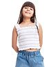Olele Cotton Sleeveless Striped Smocked Crop Top - White