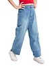 Olele Cotton Denim Retro Front Seam Jeans - Blue