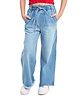 Olele Cotton Denim Pull On Raw Edge Jeans - Blue