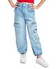 Olele Cotton Denim Solid Joggers Style Jeans - Blue