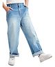 Olele Cotton Denim Washed Relaxed Fit Jeans - Blue