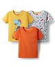 Babyhug Cotton Knit Half Sleeves T-Shirts with Skating Print Pack of 3 - Yellow Orange & Grey