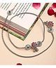 ZENEME Oxidised-Plated Floral Delight Anklet - Quantity 1 Red & Green Colour