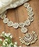 ZENEME Gold-Plated White Kundan studded Vilandi Crescent Shaped Sheeshphool - White Colour