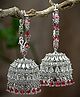 ZENEME Red American Diamond Studded  Jhumki Earring - Red Colour
