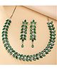 ZENEME Rhodium Plated American Diamond Studded Crystal Radiant Necklace & Earrings - Green Colour