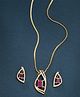 ZENEME Gold-Plated American Diamond-Studded Necklace and Earrings - Pink Colour