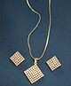ZENEME Gold-Plated American Diamond Studded Square Shaped Necklace and Earrings - Gold Colour
