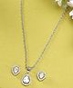 ZENEME Rhodium-Plated American Diamond Studded Tear Drop Shaped Necklace and Earrings - White Colour