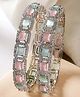 ZENEME Rhodium-Plated Silver Toned American Diamond Square Shaped studded Bangle Quantity 1 Pair Of Bangle Multicolour