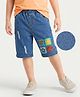 Mark & Mia Cotton Lycra Denim Knee Length Shorts With Tearing & Graphics Detailing - Blue