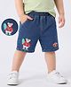Mark & Mia Cotton Lycra Denim Knee Length Shorts With Bear Embroidery - Blue