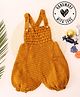 Woonie Solid Balloon Thigh Designed Crotchet Dungaree - Mustard