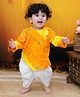 BownBee Pure Cotton Full Sleeves Bandhani Designed Kurta & Dhoti Set - Orange