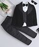 Fourfolds Velvet Full Sleeves Sequins Embellished 3 Piece Part Suit Set - Black