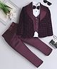 Fourfolds Velvet Full Sleeves Sequins Embellished 3 Piece Part Suit Set - Wine