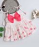 Many frocks & Cotton Sleeveless Floral Printed & Bow Applique Detailed Dress - Off White