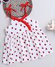 Many frocks & Georgette Sleeveless Strawberries Printed Dress - White